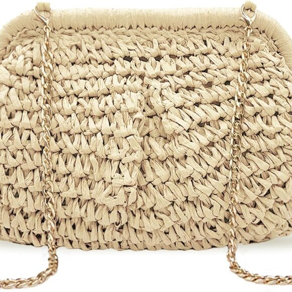 Straw Clutch Purse for Women Woven Boho Beach Evening Handbag - Picture 1 of 6